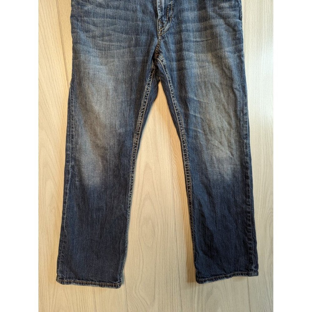 MENS SILVER ZAC FLAP Pockets Mens 33 x 30 Blue Jeans Denim Thick Stitch **34x30 - Picture 4 of 11
